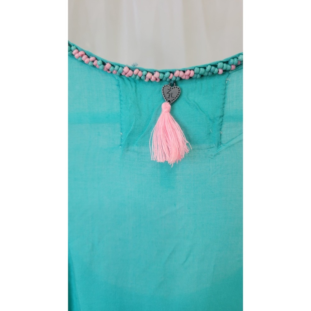 Anthropologie Z&L Europe Women M Turquoise Embroidered Beaded Boho Maxi sz M - Picture 6 of 12